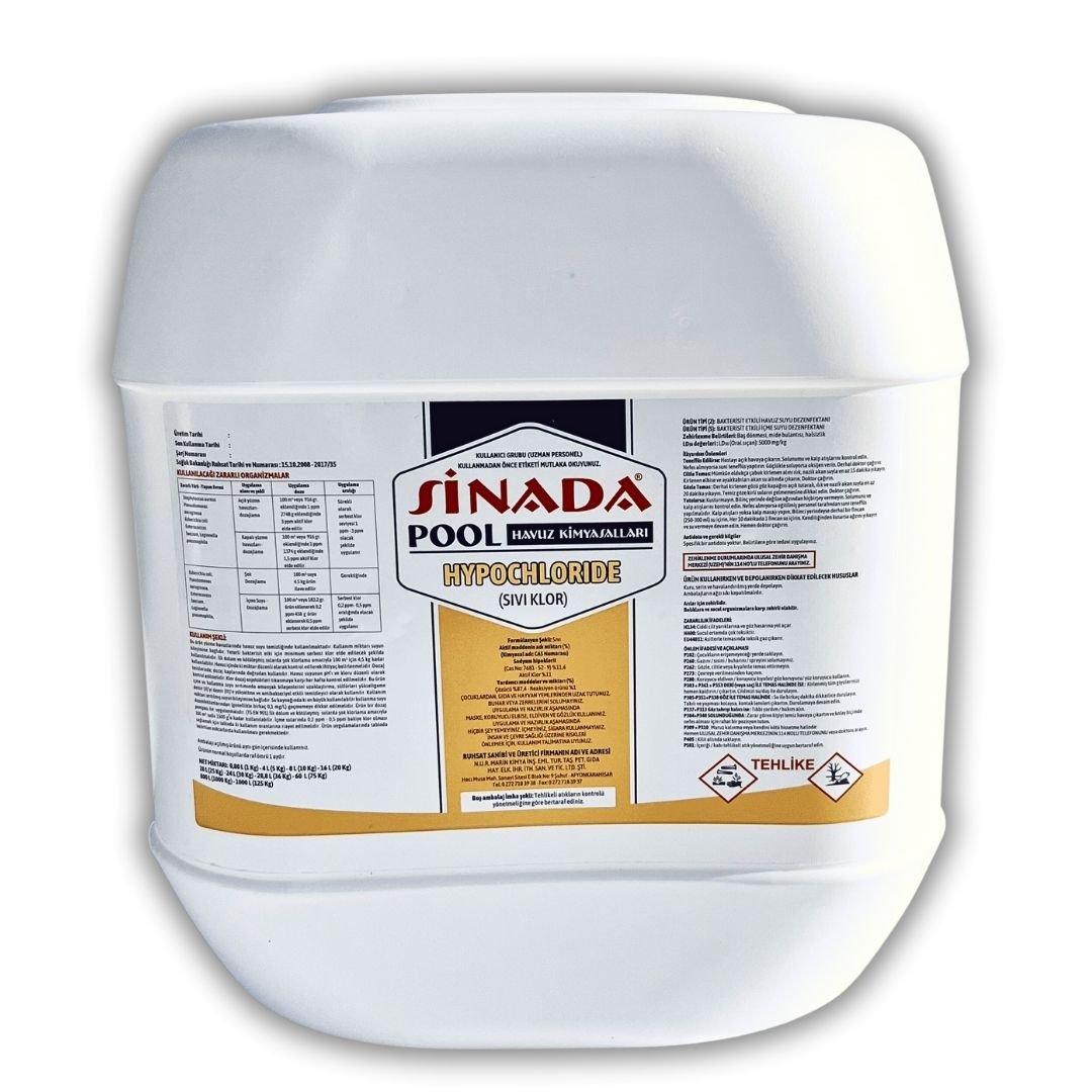 Sinada Sıvı Hypochloride 25 kg Havuz Kloru