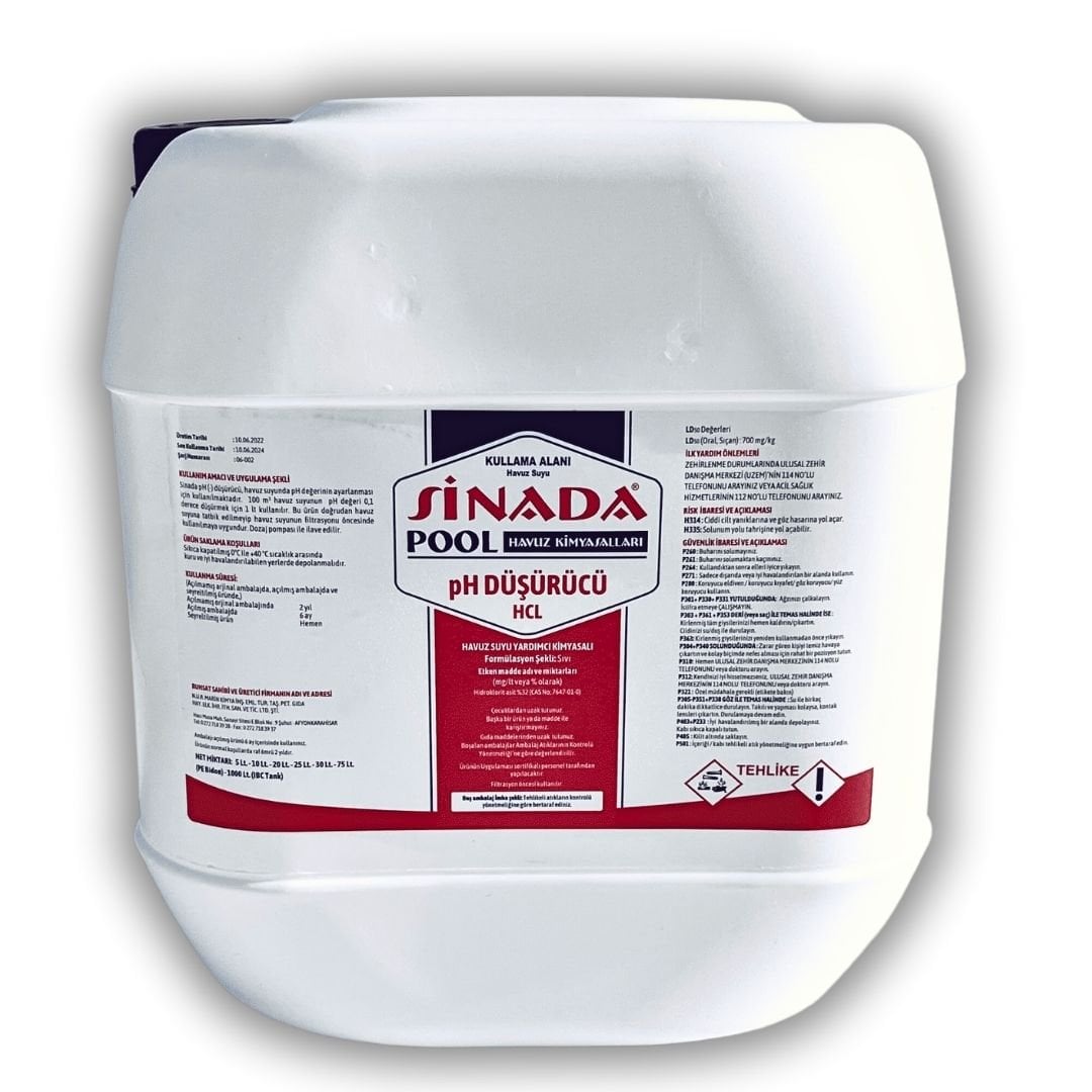 Sinada Hidroklorik Asit HCL 25 kg Ph Düşürücü FiyatEHAVUZCUM